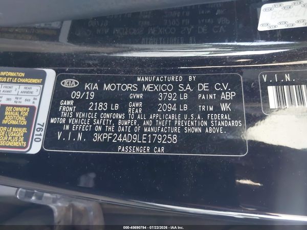 2020 KIA FORTE LXS