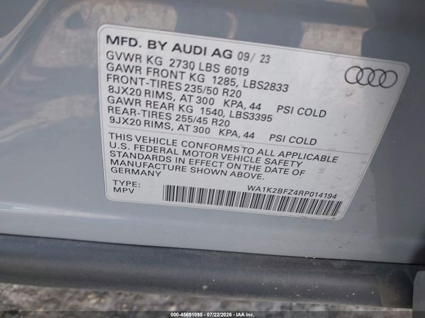 2024 AUDI Q4 E-TRON PREMIUM 50 QUATTRO