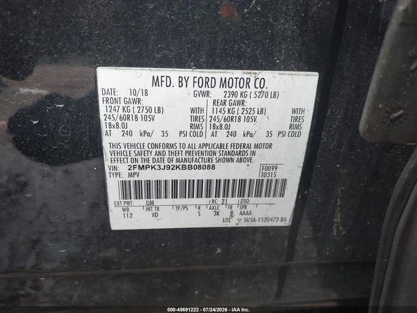 2019 FORD EDGE SEL — I9