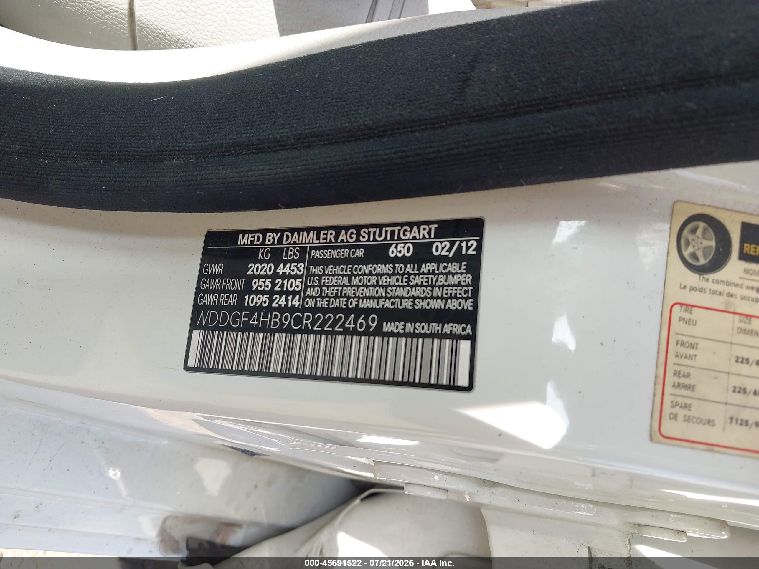 2012 MERCEDES-BENZ C 250 LUXURY