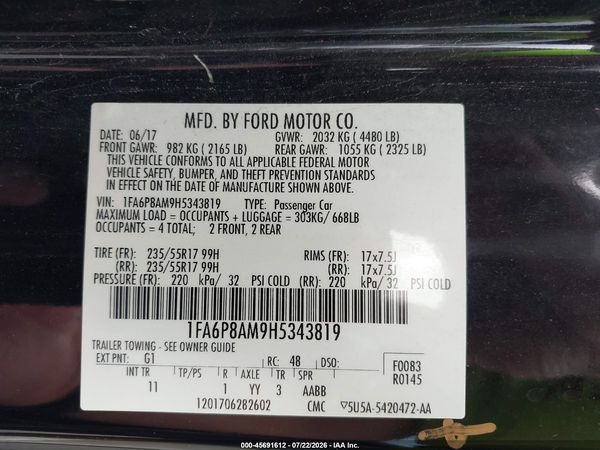 2017 FORD MUSTANG V6