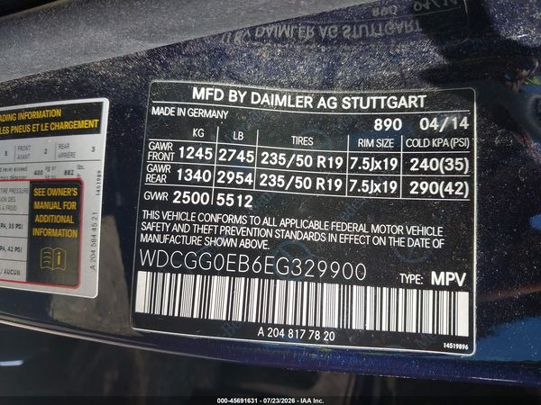 2014 MERCEDES-BENZ GLK 250 BLUETEC 4MATIC — I9