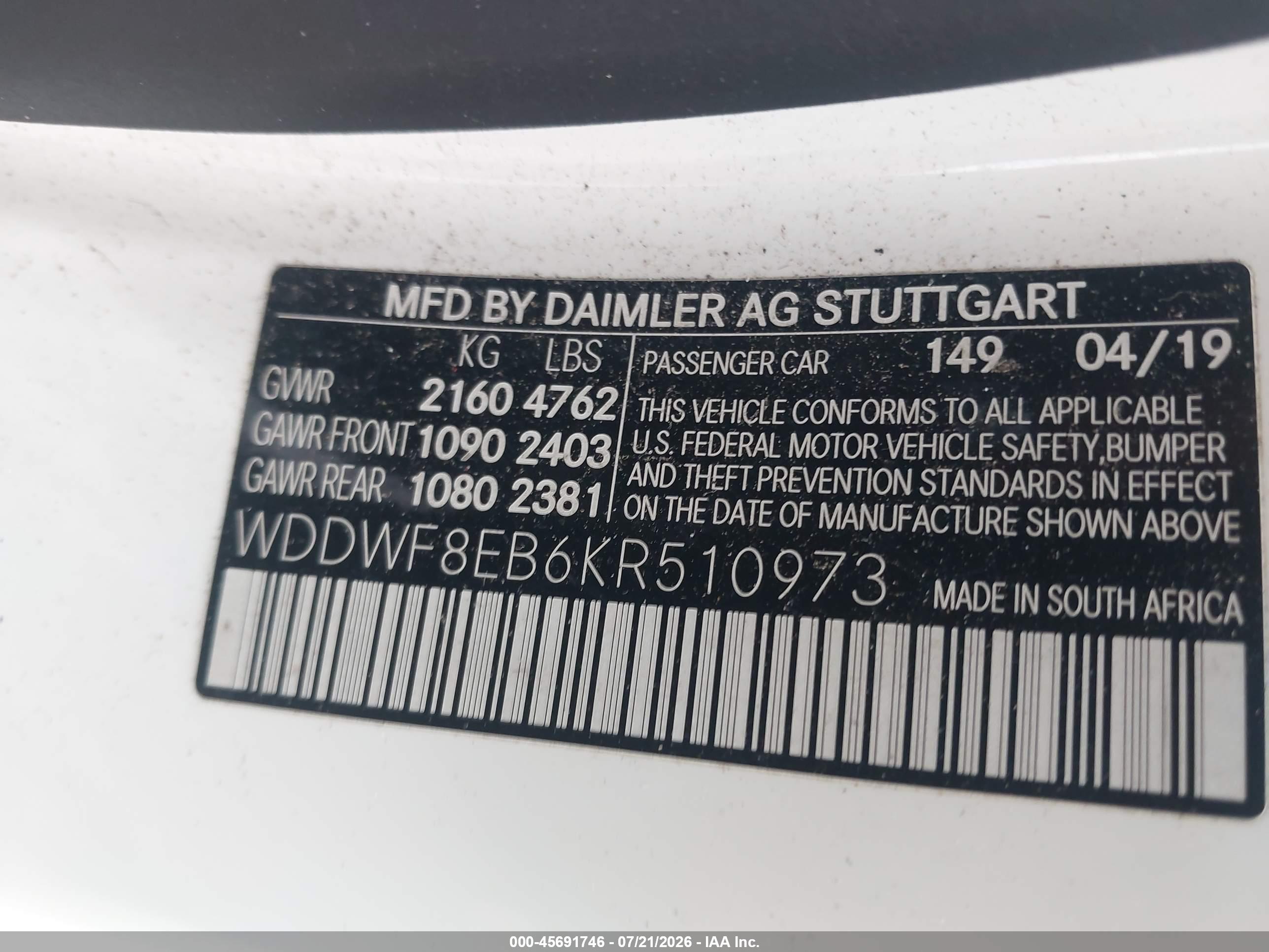 2019 MERCEDES-BENZ C 300 4MATIC