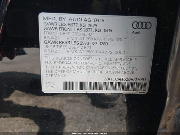 2016 AUDI SQ5 3.0T PREMIUM PLUS