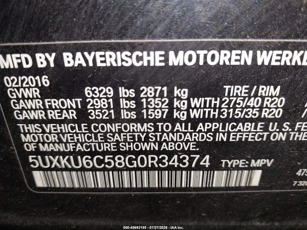 2016 BMW X6 XDRIVE50I