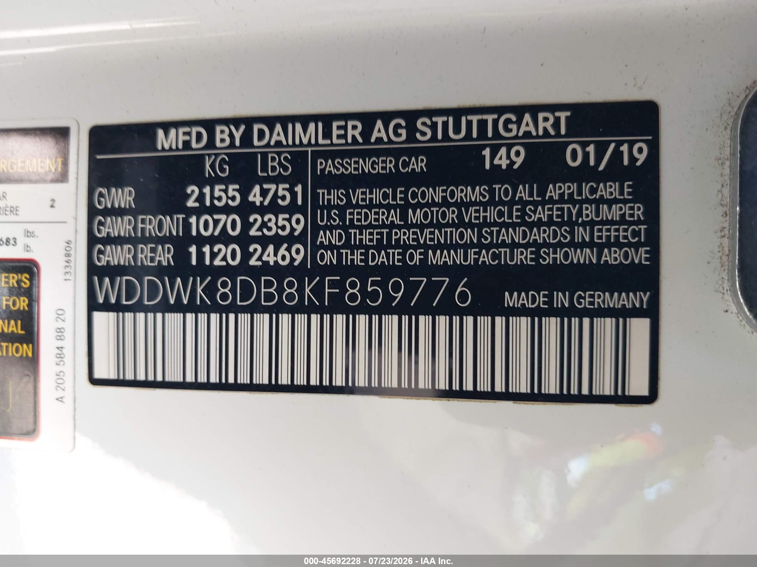 2019 MERCEDES-BENZ C 300 C300