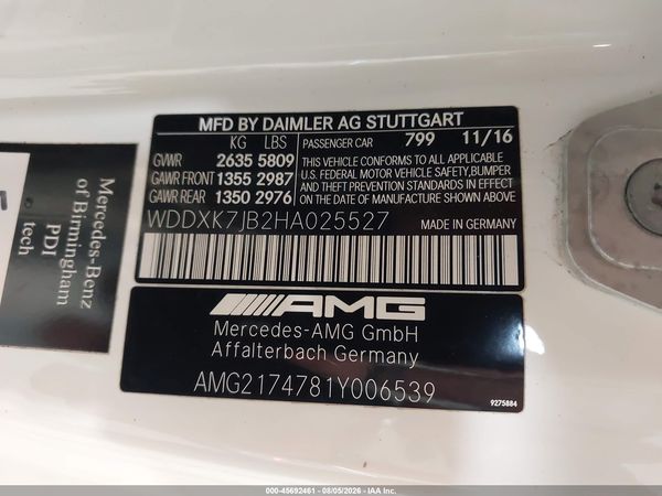 2017 MERCEDES-BENZ AMG S 63 4MATIC