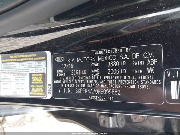 2017 KIA FORTE LX