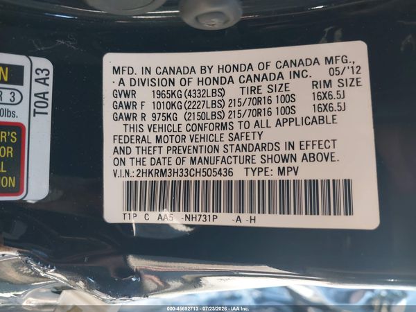 2012 HONDA CR-V LX