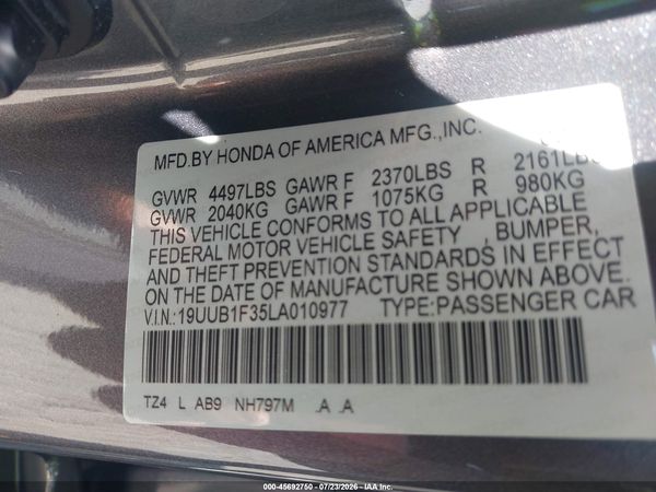 2020 ACURA TLX STANDARD