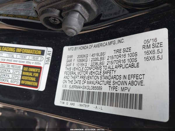 2016 HONDA CR-V LX