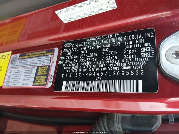2020 KIA SORENTO 3.3L S