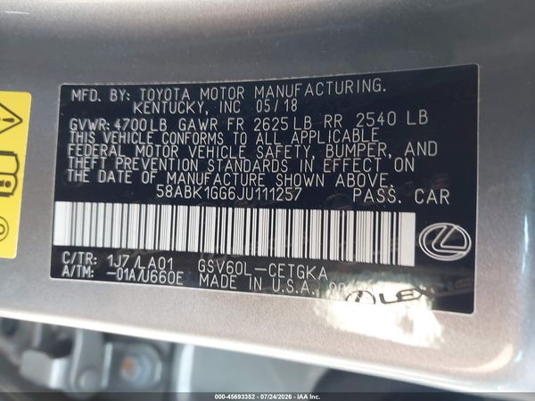 2018 LEXUS ES 350