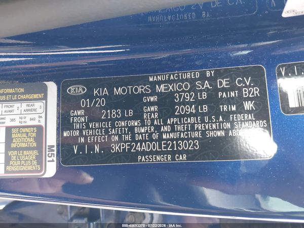 2020 KIA FORTE LXS