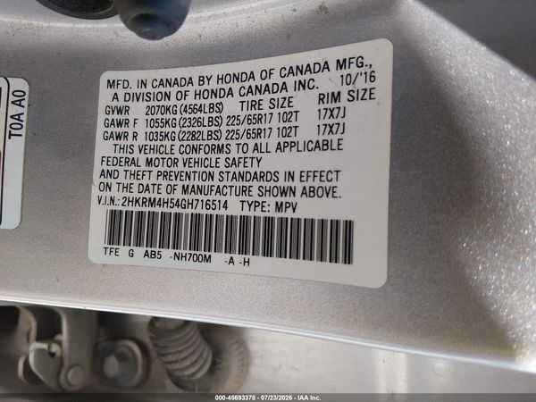 2016 HONDA CR-V EX