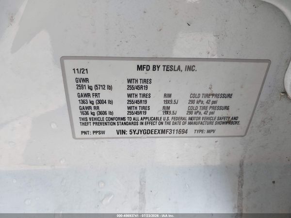 2021 TESLA MODEL Y