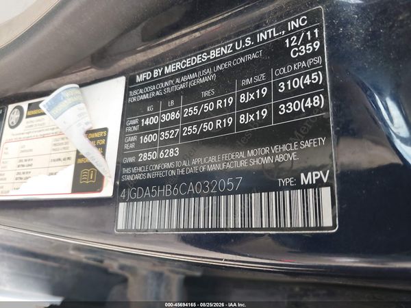 2012 MERCEDES-BENZ ML 350 4MATIC