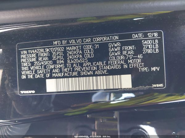 2019 VOLVO XC60 T6 INSCRIPTION