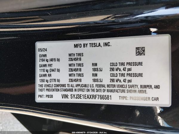 2024 TESLA MODEL 3