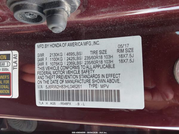 2017 HONDA CR-V EX-L/EX-L NAVI
