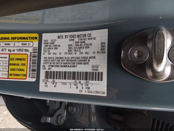 2021 FORD BRONCO SPORT OUTER BANKS — I9