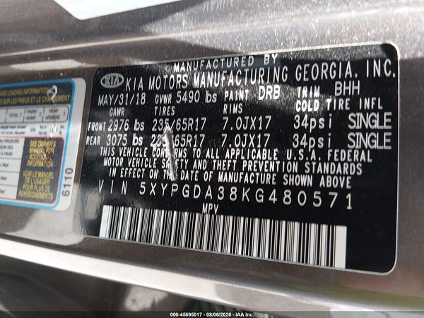 2019 KIA SORENTO 2.4L LX