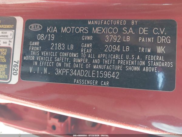 2020 KIA FORTE GT-LINE