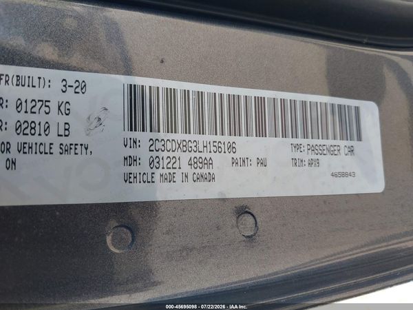 2020 DODGE CHARGER SXT RWD