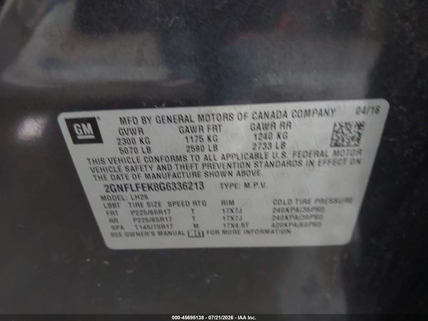 2016 CHEVROLET EQUINOX LT — I9