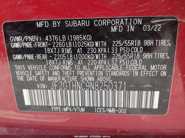 2022 SUBARU CROSSTREK LIMITED