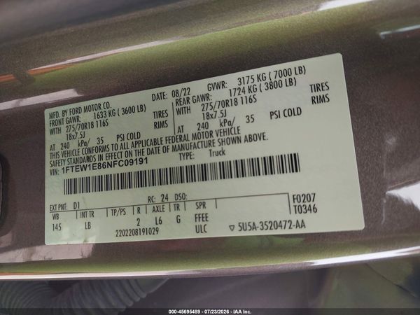 2022 FORD F-150 TREMOR