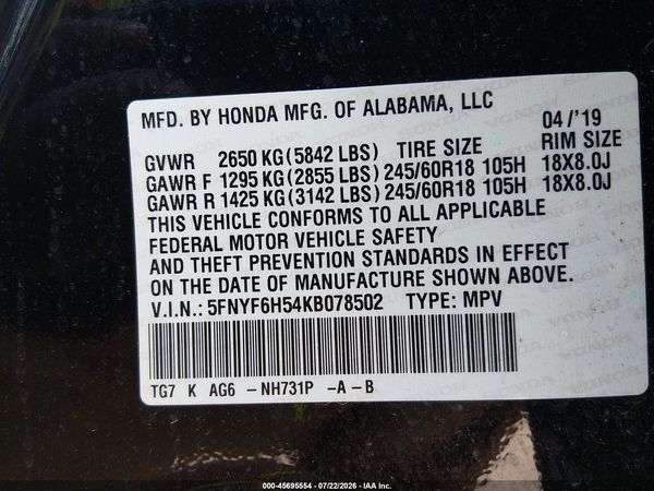 2019 HONDA PILOT EX-L