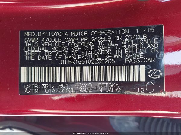 2016 LEXUS ES 350