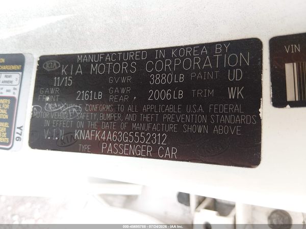 2016 KIA FORTE LX