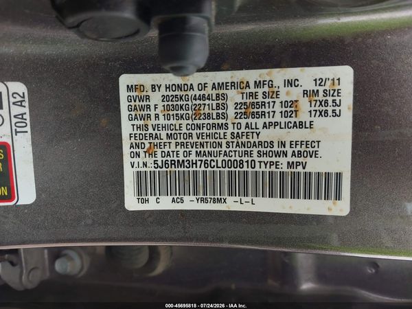 2012 HONDA CR-V EX-L