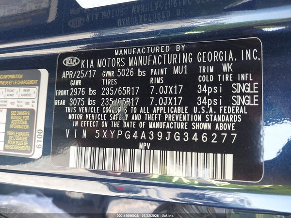 2018 KIA SORENTO 2.4L LX
