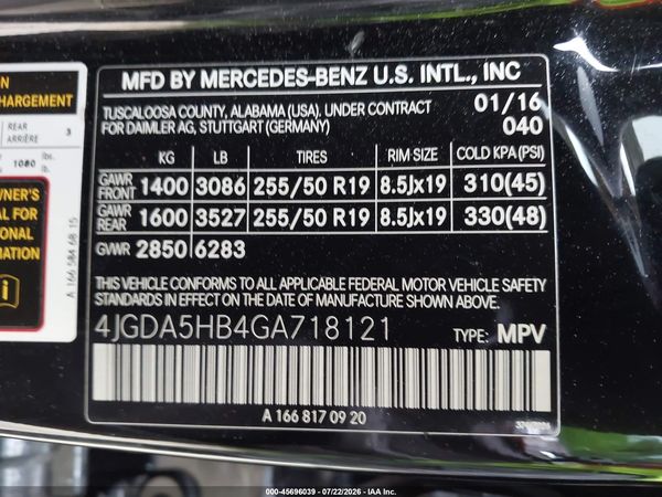 2016 MERCEDES-BENZ GLE 350 4MATIC