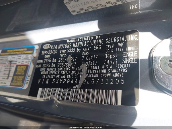 2020 KIA SORENTO 2.4L LX