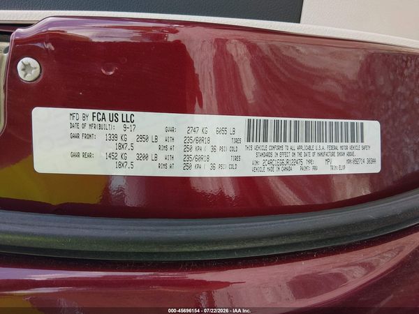 2018 CHRYSLER PACIFICA TOURING L PLUS — I9