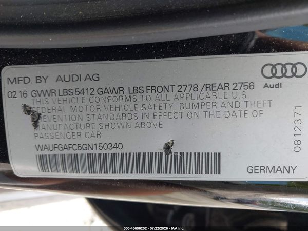 2016 AUDI A6 3.0T PREMIUM PLUS