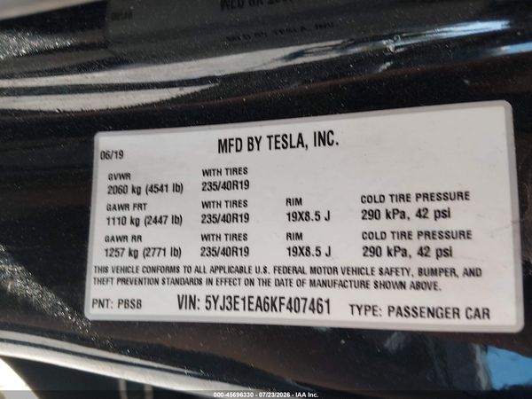 2019 TESLA MODEL 3