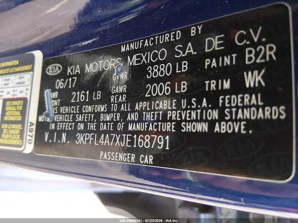 2018 KIA FORTE LX