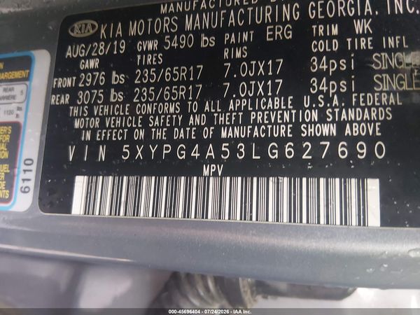 2020 KIA SORENTO 3.3L LX