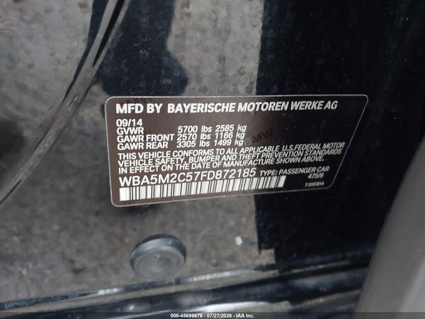 2015 BMW 535I GRAN TURISMO GT