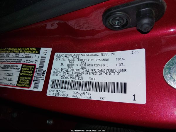 2017 TOYOTA TUNDRA LIMITED 5.7L V8