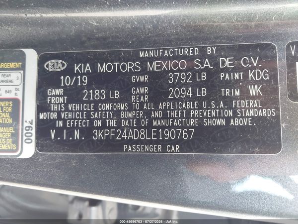 2020 KIA FORTE FE