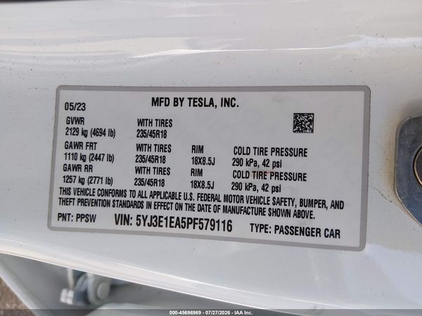 2023 TESLA MODEL 3 REAR-WHEEL DRIVE
