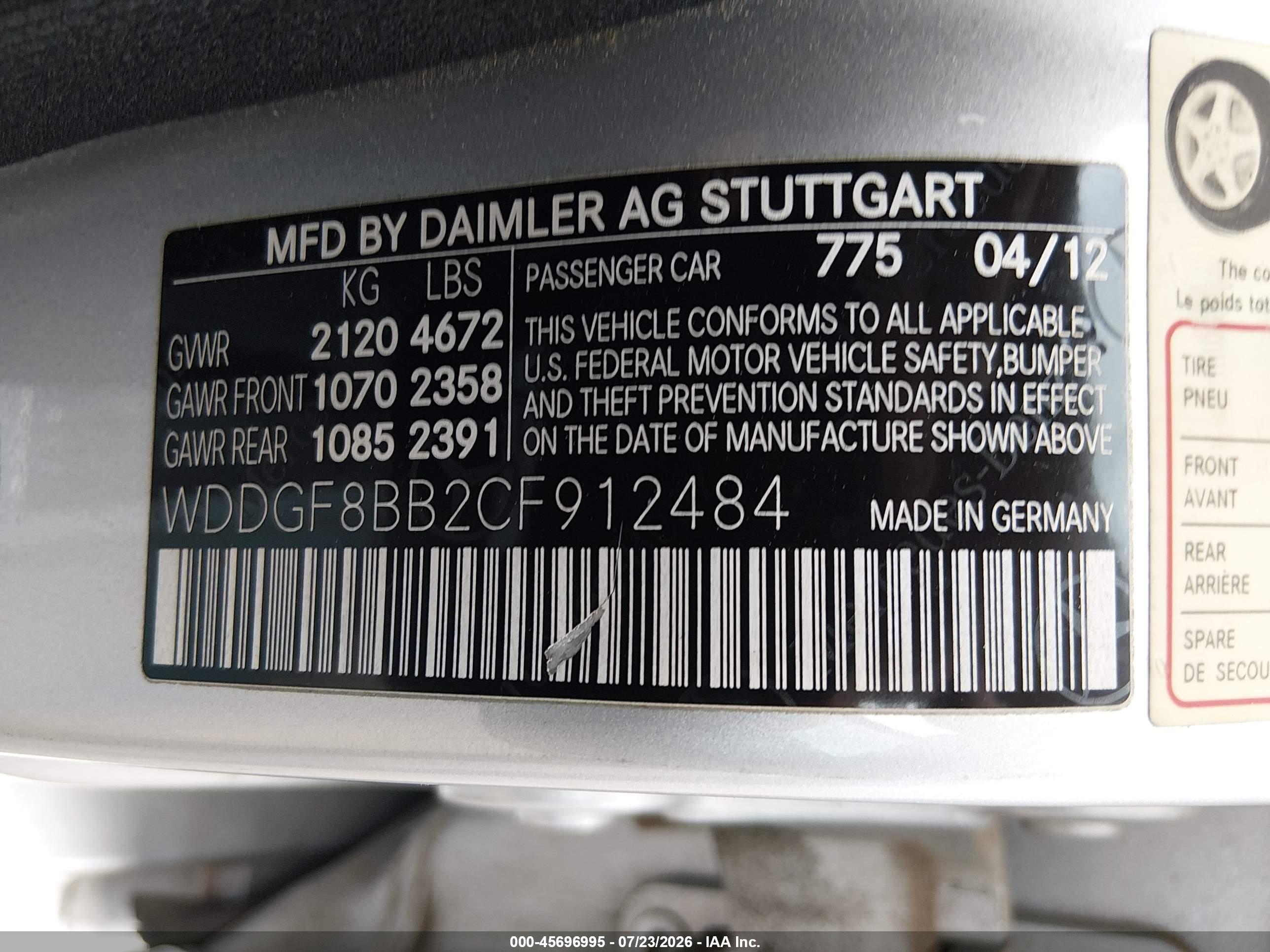 2012 MERCEDES-BENZ C 300 SPORT 4MATIC