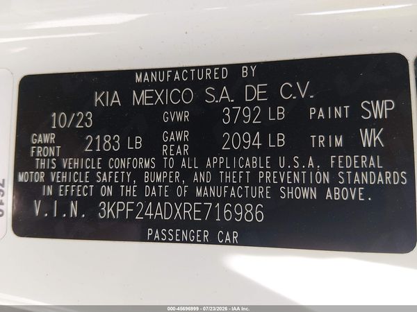 2024 KIA FORTE LXS