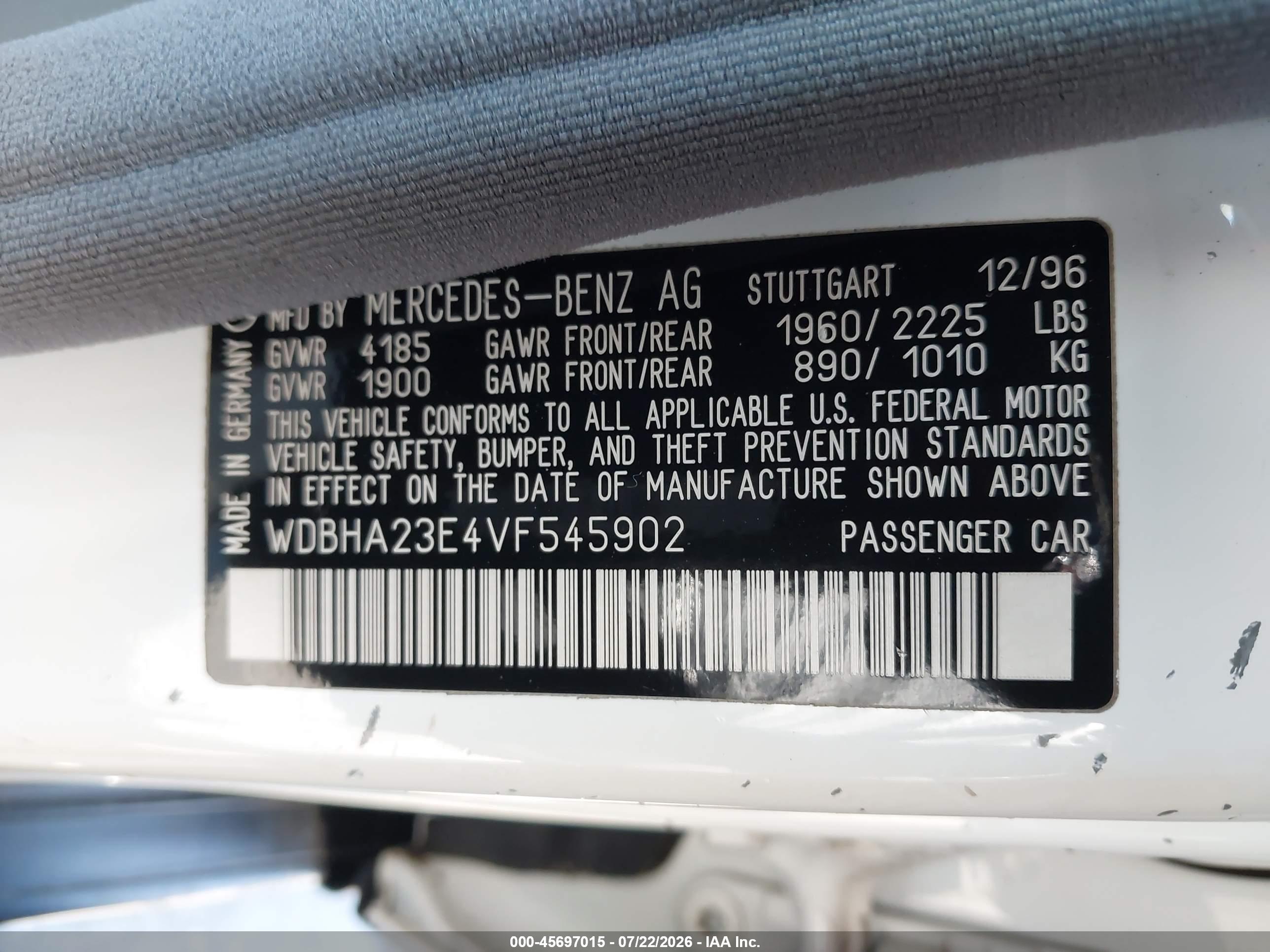 1997 MERCEDES-BENZ C 230 C230 202